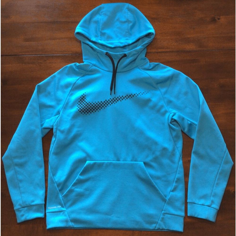📦 NEW Men’s 2XL NIKE Therma-Fit Hoodie Sweatshirt Pullover Aqua Blue 811899-407